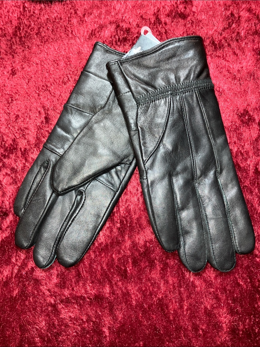 Men's Black Leather Gloves New w Tags Medium